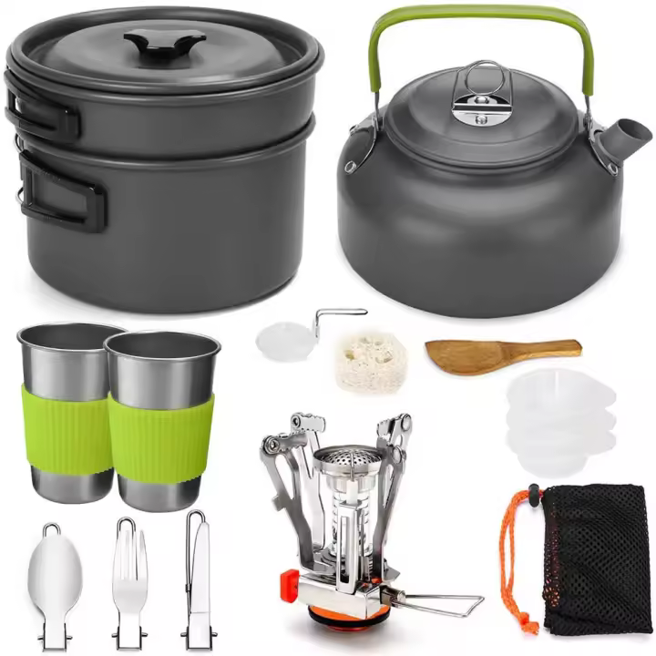 Juego De Cocina Para Camping Portátil Llavero De Aluminio Multipropósito Con Utensilios De Cocina Y Tangente Para Exteriores - 1