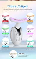 Nuevo producto instrumento de belleza para el cuello masaje vibratorio instrumento de patrón de cuello plancha pequeña para levantar y tensar el cuello y la cara con luz de color importada en belleza blanca - details 1