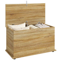 HOMCOM Baúl de Almacenaje 102L, Banco de Almacenaje, Banco Zapatero con Bisagra de Seguridad, Estilo Moderno, para Pasillo, Dormitorio, Recibidor, Salón, 80x40x45 cm - details 0
