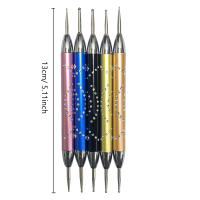 5Pcs Herramienta De Dibujo De Uñas Con Plumas De Strass Dual-terminado En Acero Inoxidable Selector De Piedras Preciosas Para Diseño De Uñas - details 3