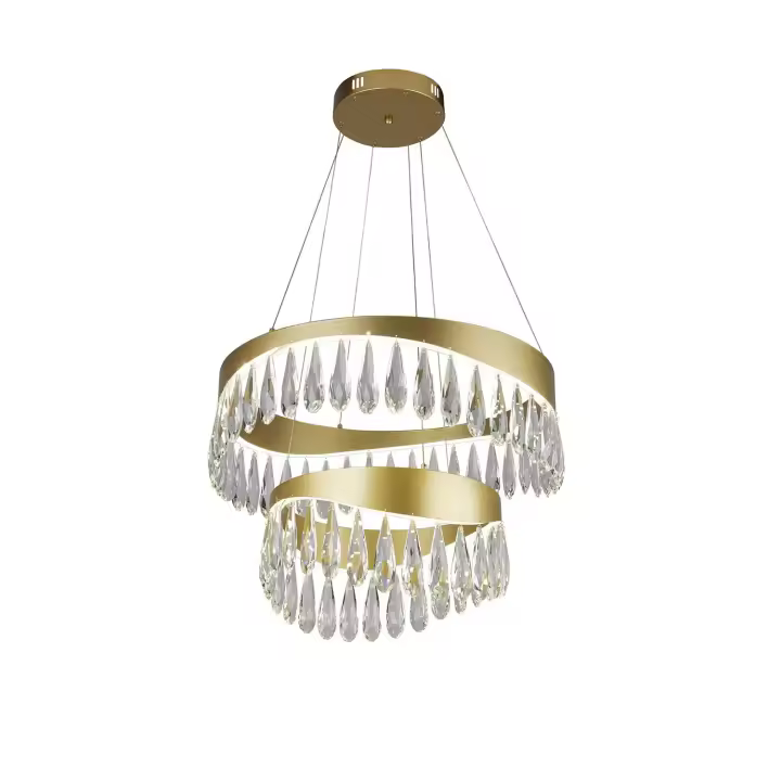 Araña Classic Jewel Steel Gold Led Glass 53W 4000K - 1