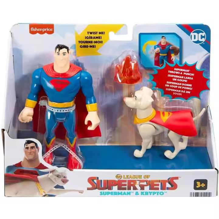 Figuras DC Liga de Super Mascotas Krypto y Superman - 1