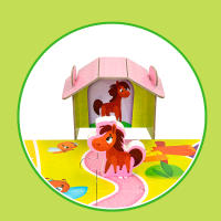 Puzzle interactivo Montessori Lisciani con animales de granja de madera y casitas de cartón para guardarlos, 27 piezas - details 3