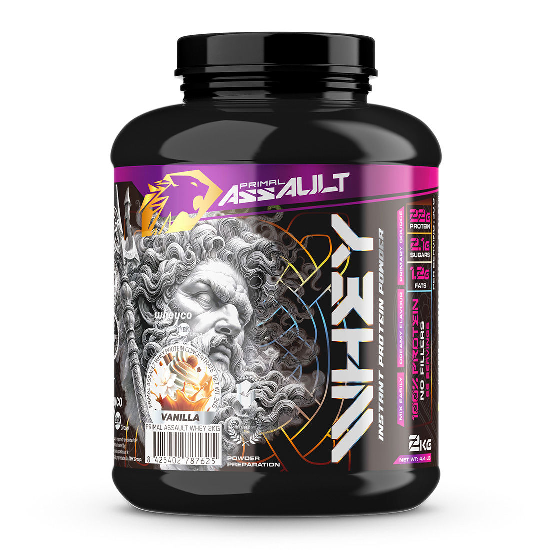 ASSAULT - 100% concentrado de proteína de suero WHEYCO® optimizado para poner en marcha los procesos de desarrollo muscular de su organismo. La proteína contribuye al crecimiento y mantenimiento de la masa muscular