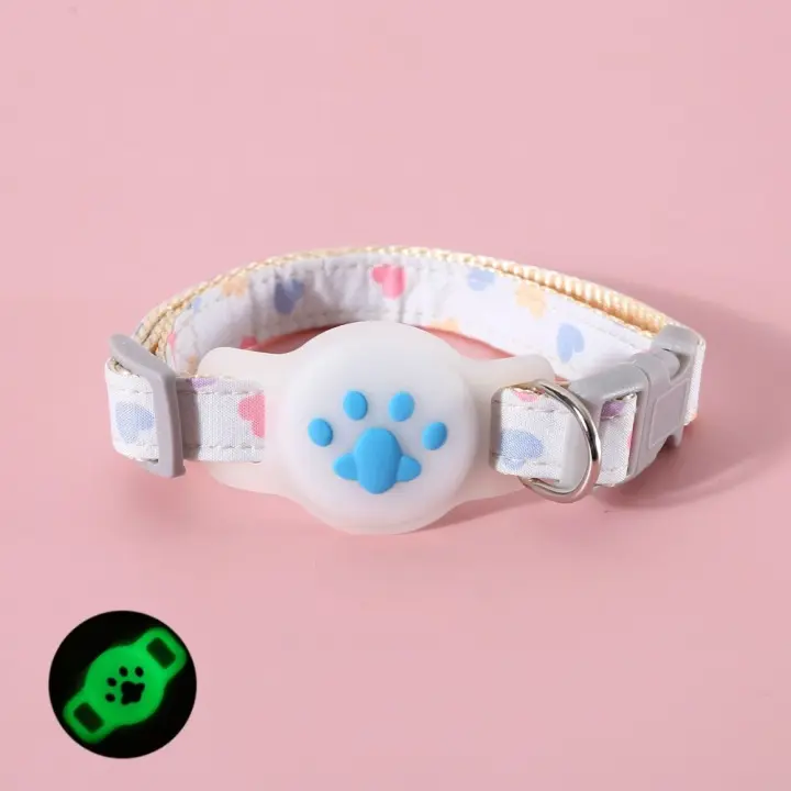 Collar De Nylon Para Mascotas Con Localizador Glow-in-The-Dark Ajustable Para Perros Y Gatos Protección Para Tracker De Silicone Compatible Con AirTag - 1