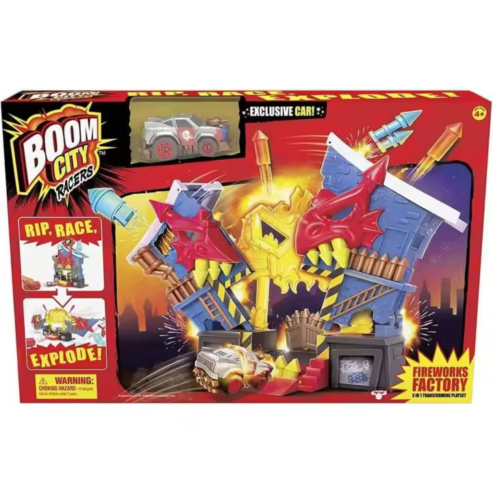 BOOM CITY RACERS - Juguete de acción - Inferno explosivo - Set de juego - Incluye 1 coche exclusivo - FAMOSA - Mayores de 4 años - 1