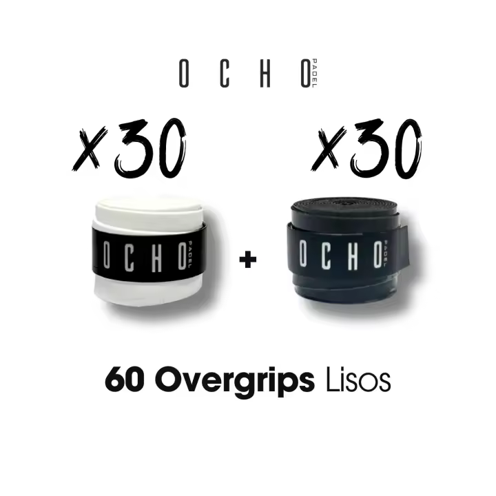 Ocho Pádel OverGrips Microperforados / Lisos  Blancos y Negros  60 Unidades - Alta Calidad - 1
