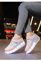 Zapatillas De Rodilleras Para Niños Y Niñas Con Luces LED Rosa Moda Zapatos Rollers Para Niños Y Niñas Transpirables De Cuero Con Almohadilla De Algodón Para Todas Las Estaciones - details 12