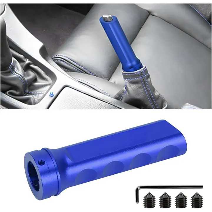 Protector de manija de cubierta de freno de mano de aluminio, funda de freno de mano para automóvil, accesorios de modificación de cubierta de freno de mano para la mayoría de vehículos(Azul) - 1