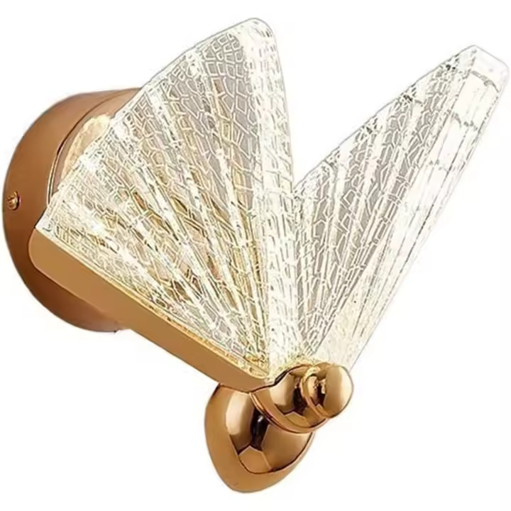 Lámpara de pared de Mariposa, lámpara de pared de Animales, lámpara de pared LED, lámpara de pared Dorada, lámpara de pared Art Deco, lámpara Vintage para Sala de estar, dormitorio, mesita de Noche (pequeña X1, transparente) - 1