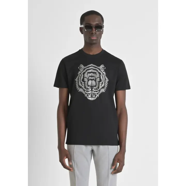 CAMISETA ANTONY MORATO REGULAR NEGRA TIGRE PLATA - 1