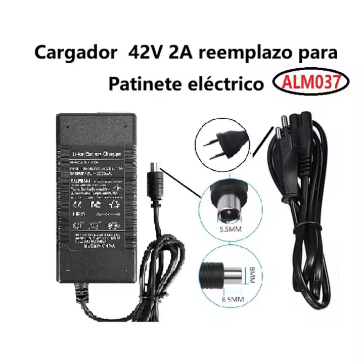 FGNS. Cargador para Patinete Electrico Xiaomi, Youin,,Ninebot...Xiaomi M365, MI 3, 1s, Essential, Aovo Pro M365, ES80, ESMAX, ESMINI, S3 EW4 - Segway Ninebot ES1 ES2 ES3 ES4 E22 E25 Patinete Electrico 42v 2000 mA - 1
