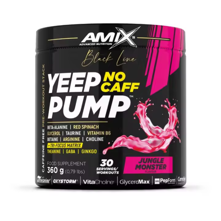 AMIX Nutrition YEEP PUMP sin Cafeina - 360g - es la revolución en pre-entrenos sin estimulantes, cuidadosamente diseñada para potenciar tus sesiones de ejercicio sin necesidad de cafeína. - 1