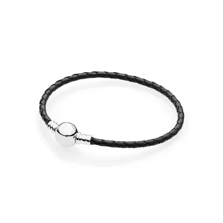 Pulsera de cuero Rojo Moments de Plata de Ley S925, pulsera exquisita, pulsera Hermosa y Elega, de Novia Gift, accesorio de vestir, Gift para ella - 1