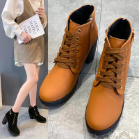 Botas De Tacón Alto Para Mujer 2023 Primavera Invierno Calidad Superior Con Cordones Modernas Europeanas PU Botines De Tacón Con Entrega Rápida - details 8