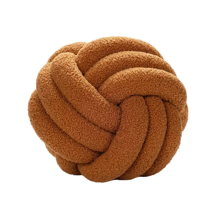 Cojín Decorativo De Veludo De Oveja Tejido a Mano Ultra Suave Para Sofá Y Baño Con Nudo Redondo Accesorio De Compañería Para Adultos - 1