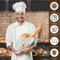 4Pcs Bolsas De Pan De Lino Reutilizables Con Cierre Elástico Bolsa De Almacenamiento De Pan Casero Para Panaderos Cocinas Sin BPA - details 3