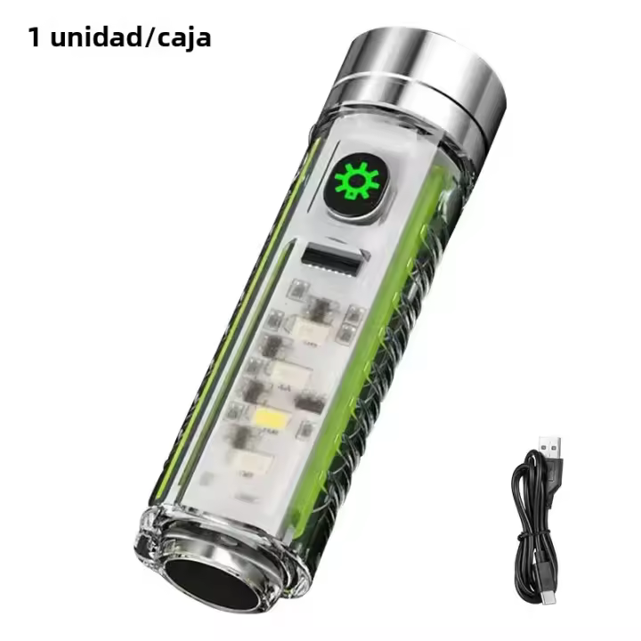 Mini Linterna De Cadena Con Carga Rápida Tipo C Multifuncional Retráctil Impermeable Con Luz Fluorescente Y Magnético Para Camping - 1