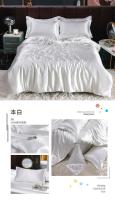 Juego De Cama De Lujo En Seda De Hielo Con Fundas De Almohada Y Funda De Edredón Satinado Textil Doméstico De Alta Gama Color Sólido - details 26