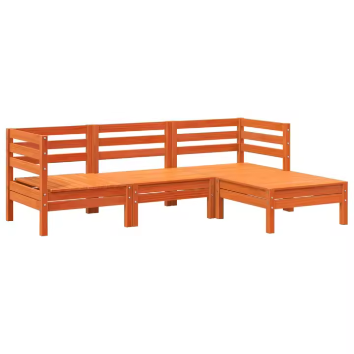 vidaXL Sofá de jardín de 3 plazas con reposapiés madera maciza Douglas Pino blanco, Marrón cera, Douglas natural Conjunto Terraza Muebles Jardín Exterior Juego de Muebles de jardín Mueble Jardín Exterior Muebles de Salon Exterior - 1