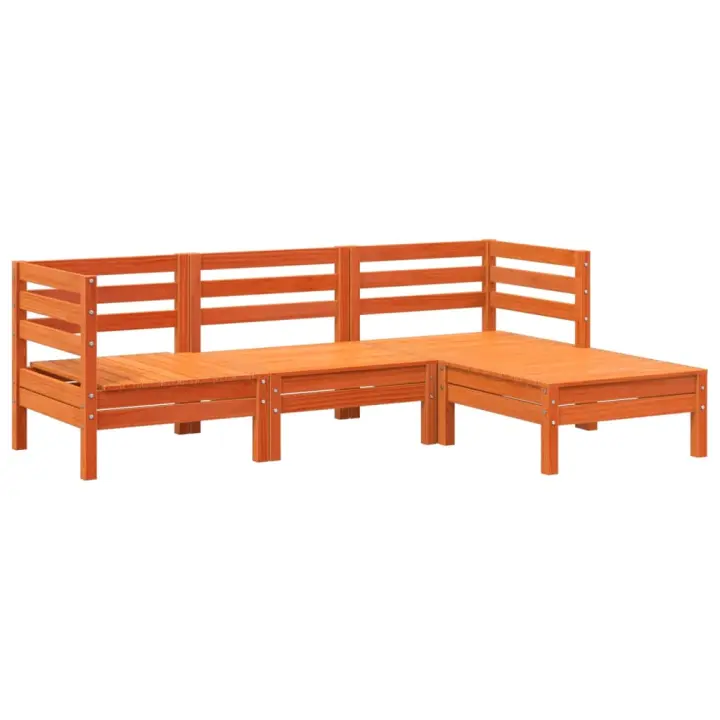 vidaXL Sofá de jardín de 3 plazas con reposapiés madera maciza Douglas Pino blanco, Marrón cera, Douglas natural Conjunto Terraza Muebles Jardín Exterior Juego de Muebles de jardín Mueble Jardín Exterior Muebles de Salon Exterior - 1
