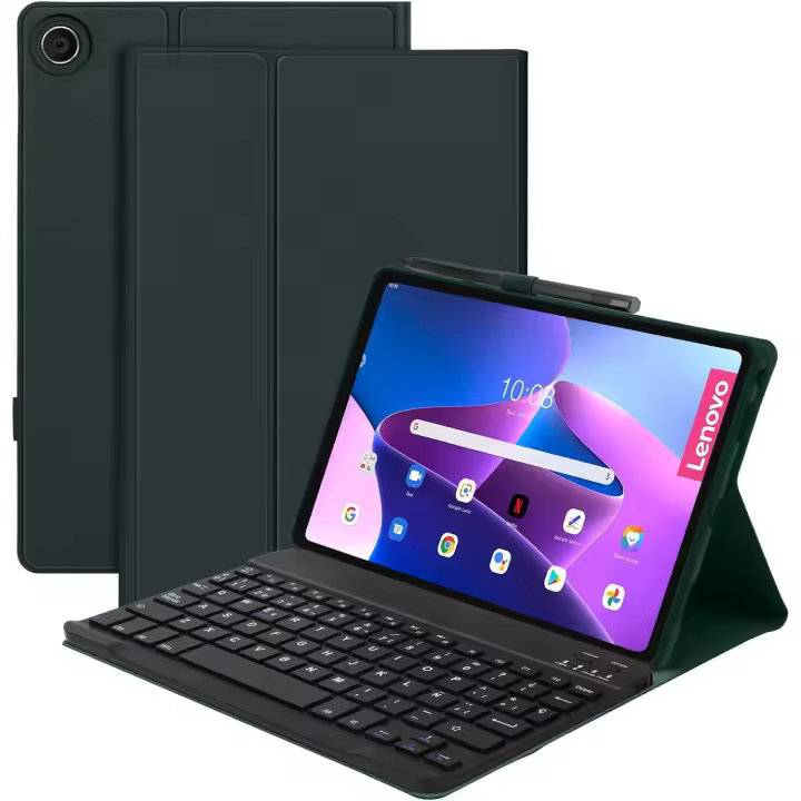 FGNS Funda con Teclado Español Ñ para Lenovo K10 10.3"/Lenovo M10 FHD Plus(2nd Gen),Carcasa PU Delgada rotectora Delgada con Ranura de Lápiz  con Teclado Bluetooth Desmontable para  Lenovo Tab K10 10.3"/M10 FHD Plus TB-X606F/X606X/TB-X6C6F - 1