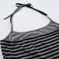 Conjunto De Top Halter Y Falda Mini A-Line Para Mujer Diseño Casual Trendy Ropa De Verano Estilo Slim Malla Blended Sin Mangas - details 4
