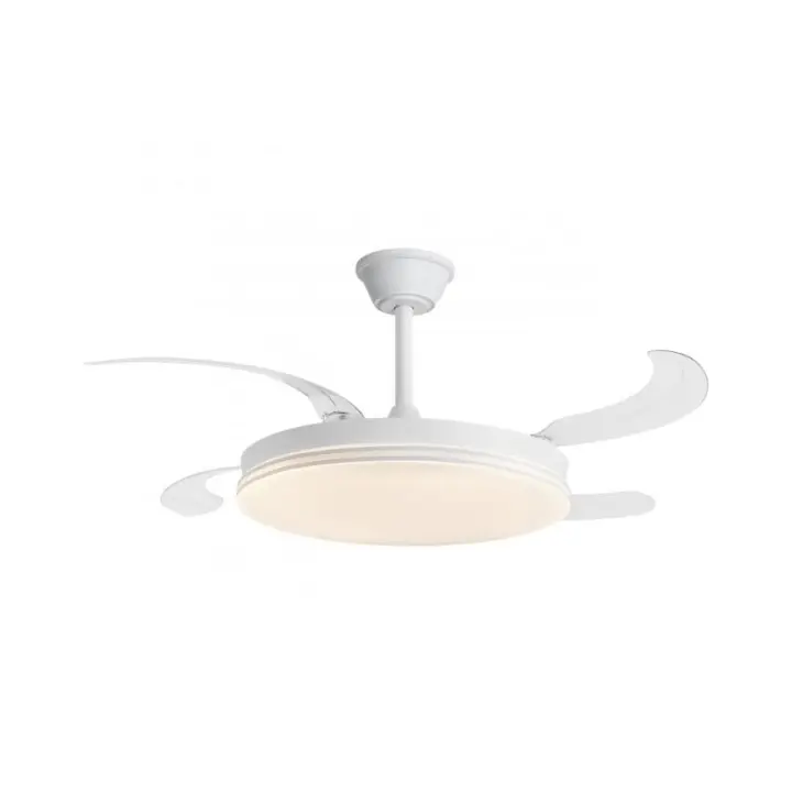 Alemar - Ventilador Con 4 Aspas Retractiles, modelo Ecos Blanco , 50 cm, Cerrado, 107 cm abierto, LED , 72W, Mando a Distancia, Temporizado, 6 Velocidades, Memoria, Modo invierno y Verano, LUZ LED 60W 3000K,4000K,6500K - 1