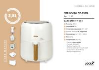 Freidora de aire digital Jocca Nature 3,8L con 12 programas automáticos, pantalla LED táctil, función freír, asar, gratinar, calentar y descongelar, temporizador hasta 60min, temperatura 80-200°C, apagado automático, rejilla antiadherente y 1450W - details 2