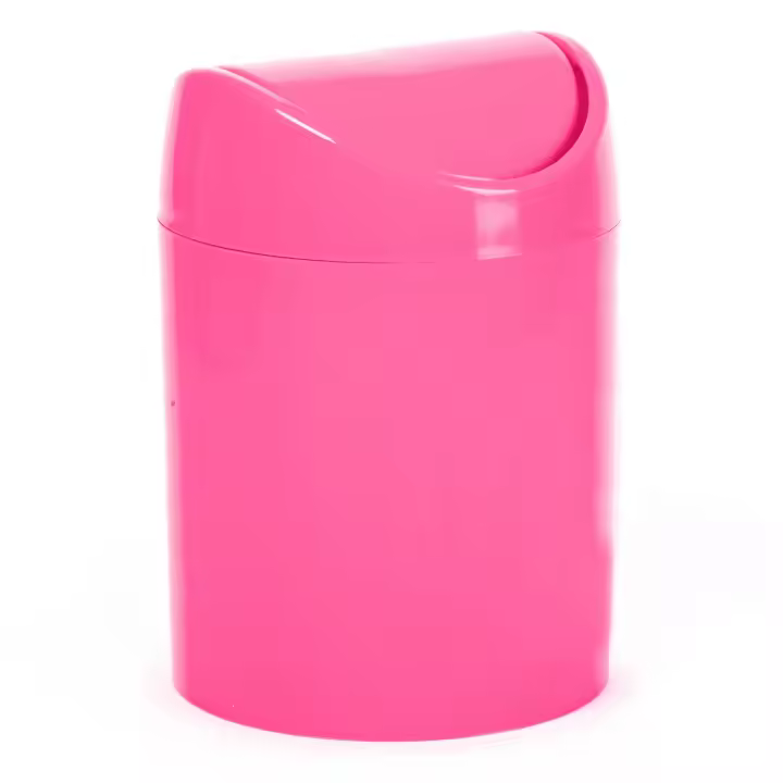 CABLEPELADO Papelera basculante plástico para mesa, Mini Basurero de Mesa, Cubo de Basura para Escritorio, Papelera de Oficina Pequeña, Papelera de Plástico con Tapa Basculante, 1.4 Litros, Rosa - 1