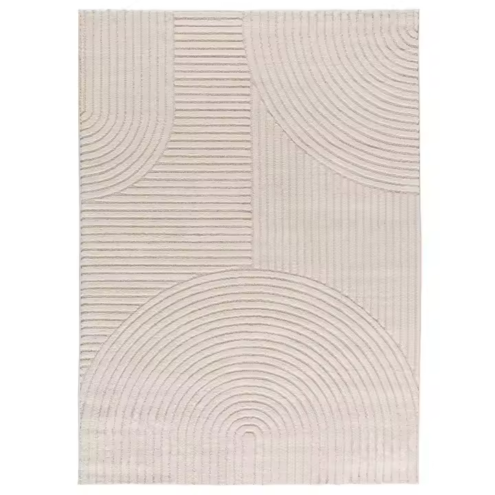 ATTICGO Alfombra de Interior de Estilo Geométrico con relieve en Crema - VERONA 2252 | 80X150, 120X170, 160X230 cm - 1