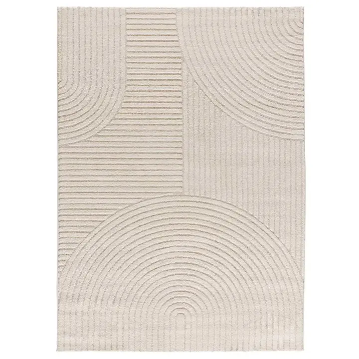 ATTICGO Alfombra de Interior de Estilo Geométrico con relieve en Crema - VERONA 2252 | 80X150, 120X170, 160X230 cm - 1