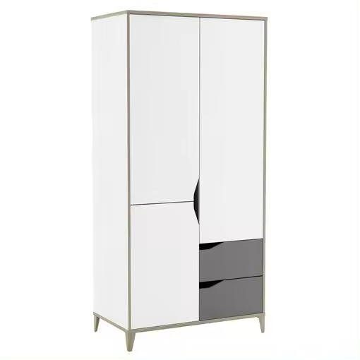 Armario Ropero Juvenil Genius Blanco Mate Y Gris Claro Dormitorio Habitación Juvenil Infantil 185x89x50cm - 1