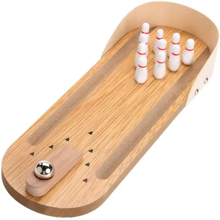 Juego De Bowling De Mesa Mini Tablero De Madera Juguete De Dedo Para Alivio Del Estrés En La Oficina Regalos Divertidos Para Hombres Mujeres Y Niños - 1