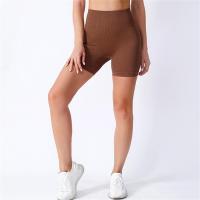 Pantalones De Yoga Para Mujer Cintura Alta Diseñados Para Modelar Textura Ribbed Color Sólido Talla Fina Shorts Deportivos - details 1