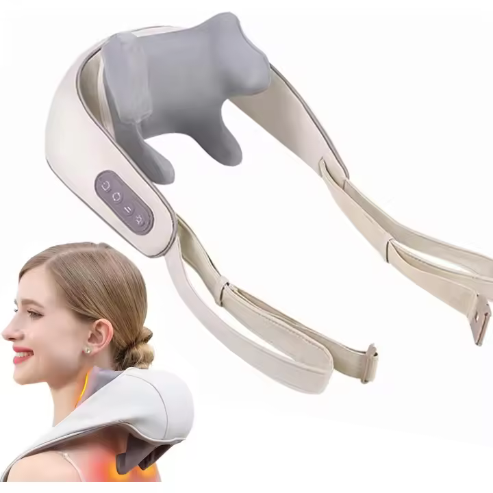 Neck Massager with Warmth, Shiatsu 4D Kneading Massager for Neck, Massager Neck Shoulder for Home Office, Gifts for Men Women (Beige) - 1