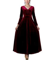 Vestido Largo De Veludo Elegante Para Fiesta De Noche V-Neck Vestido Formal De Mujer Vestido Maxi De Autum 2023 Cierre Pullover Polyester - details 5