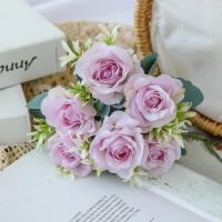 1 Bouquet De Flores Artificiales Moradas Peonía Y Rosas Para Decoración De Bodas Y Salón De Estilo Otoño Material Seda - details 0