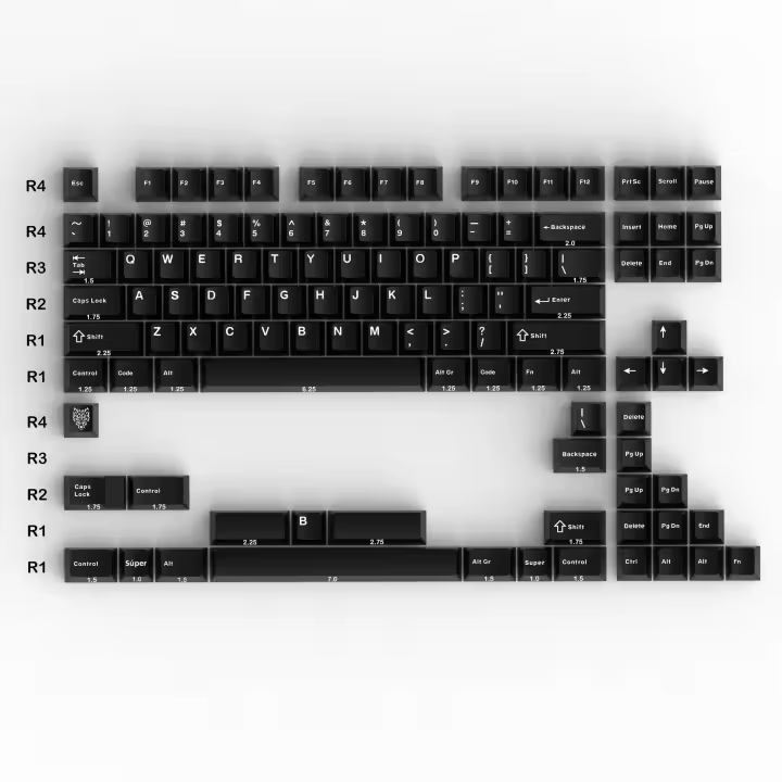 GMK BOW/WOB Keycaps Doble Tirada 114 Teclas PBT Perfil Cherry Layout Alice Blancas Negras Para Teclados Mecánicos 7u - 1
