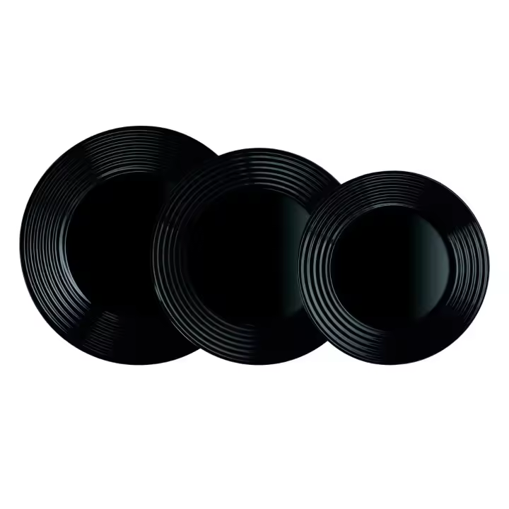Luminarc HARENA Vajilla Opal 12 PIEZAS - 4 PERSONAS Negro Brillo - 1