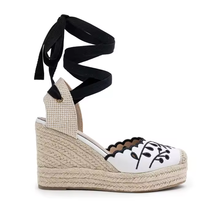 Alpargatas de cuña alta con bordado floral y de hojas - Verano para Mujer - Estilo Bohemio - 1