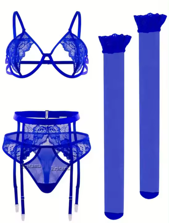 Lencería Sexy Para Mujer En Encaje Transparente Conjunto De Sujetador Y Bragas Push up Briefs Lencería Erótica Conjunto De Bragas Y Sujetadores - 1