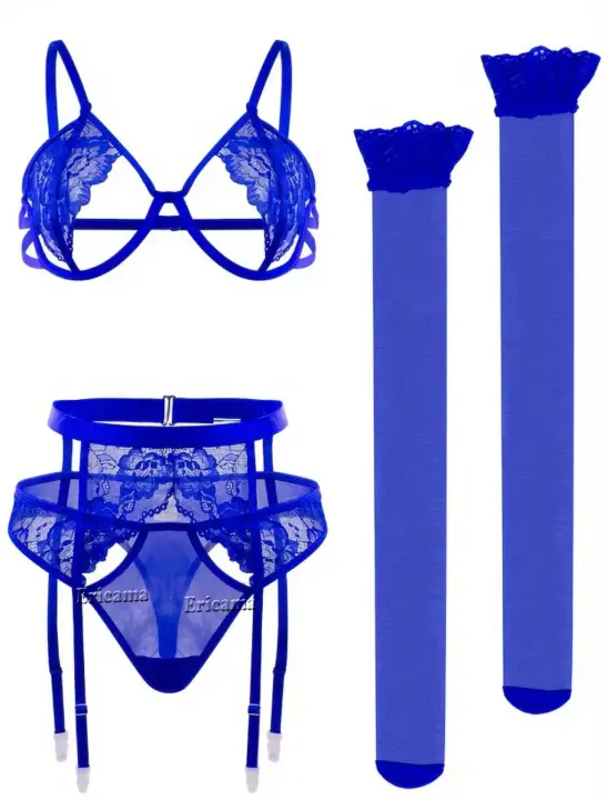 Lencería Sexy Para Mujer En Encaje Transparente Conjunto De Sujetador Y Bragas Push up Briefs Lencería Erótica Conjunto De Bragas Y Sujetadores - 1