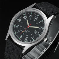 Reloj De Cuarzo Para Hombre Negro Con Correa De Nylon Militar Deportiva Moda Cuadro De Numeros Arábigos Clavija De Hebilla - details 2