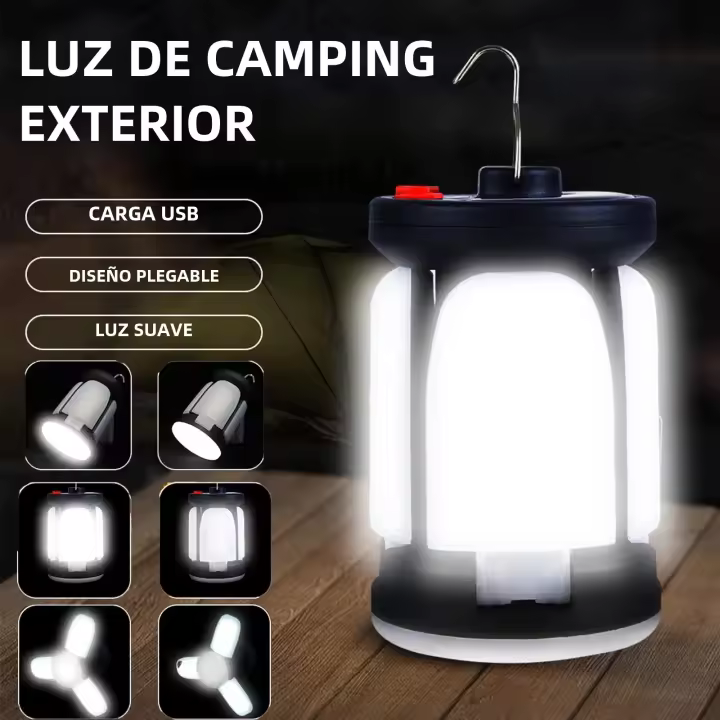 Lámpara De Camping LED Solar Recargable 4500mAh 1000LM Banco De Energía Emergencia 6 Modos De Luz Plegable Para Camping Pesca - 1