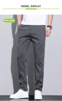 Pantalones Casuales Para Hombre Lyocell Fibra Verano Malla Suave Transpirable Elástica Slim Straight Negro Gris Talla Media - details 6