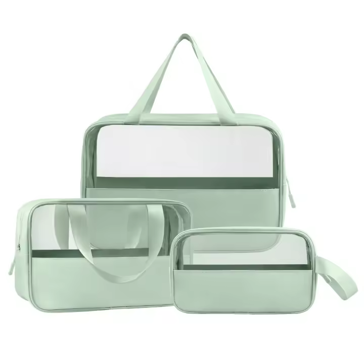 Bolsa de artículos de maquillaje transparente, Bolsa de maquillaje de 3 piezas con cremaleras, para accesorios de viaje, bolsas de lavado de Cosméticos portátiles E imperuables para Mujeres y helbres - 1