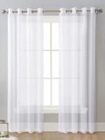 Cortina De Ventana Perforada De Color Sólido Terylene 1PC Antipolvo Decorativa Para Beleza Y Decoración De Ventanas - details 4