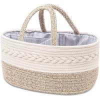 Organizador de pañales para Bebe, cesta de almacenamiento portátil de Algodón con Cuerda, cesta de baño con compartimientos intercambiables, Gift para recién nacidos - details 0