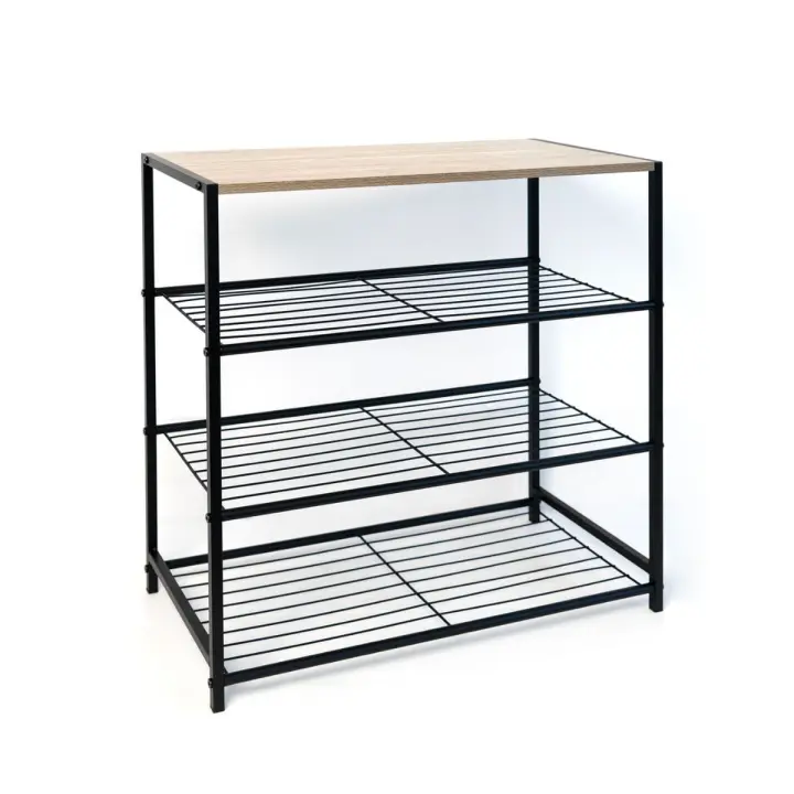 Mueble auxiliar MOA Vinthera 3 niveles acero negro/natural 63,5x60x30 cm - 1